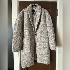 Express Women's wool blend grey and white one-button closure coat